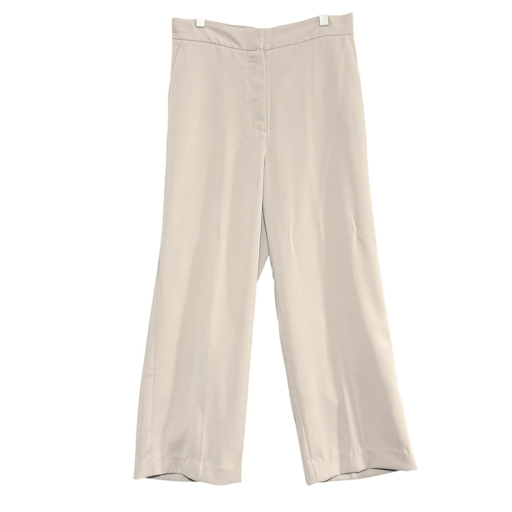 Quince Women Wide Leg Trousers High Rise Size 14 Stretch Crepe Classic Workwear